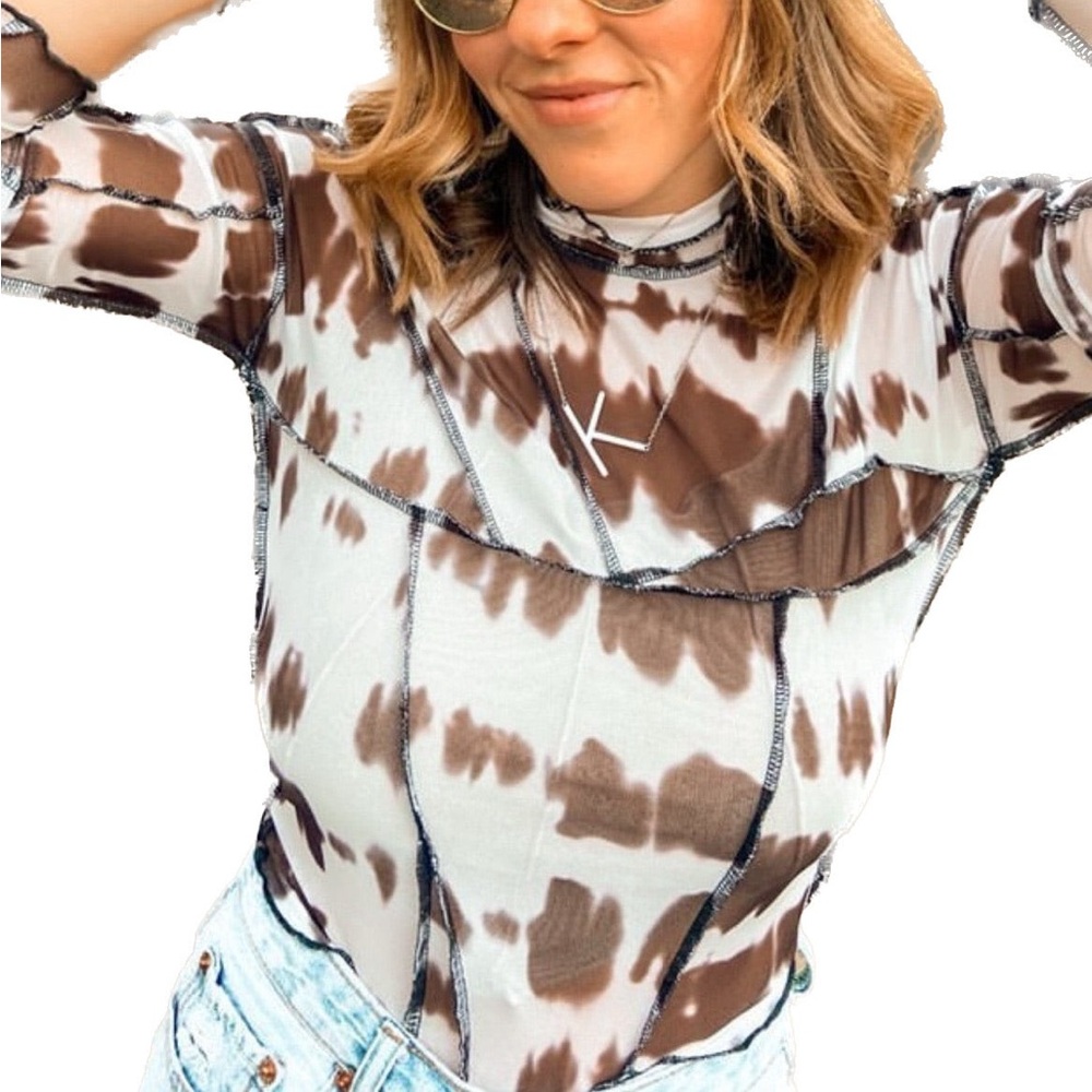Nude/Brown Mesh Top